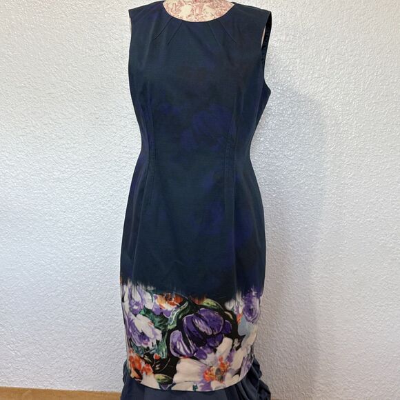 Elie Tahari Blue Floral Sleeveless Dress US 12. - Picture 1 of 5